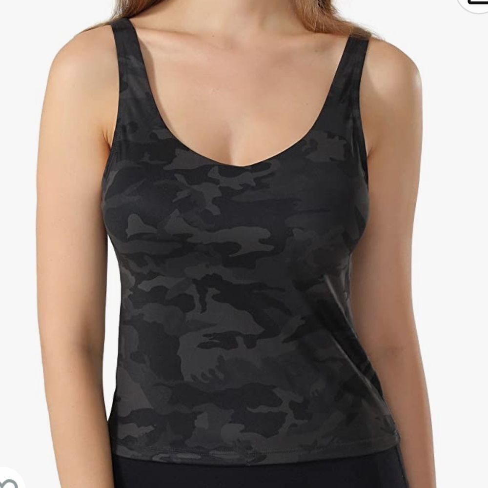 POSHDIVAH Women Sports Bra Longline Padded Tank Top Size Small Camo